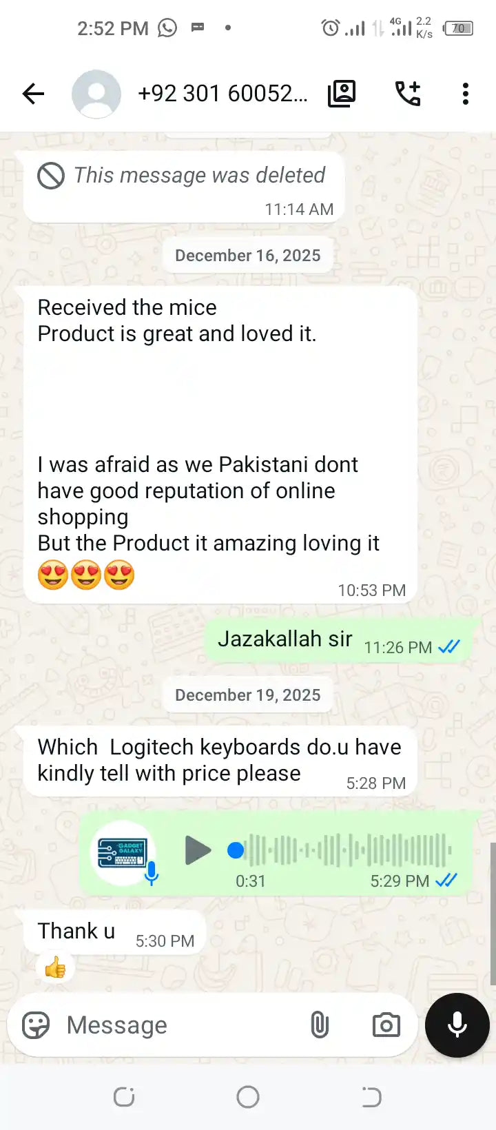 WhatsApp Review Screenshot