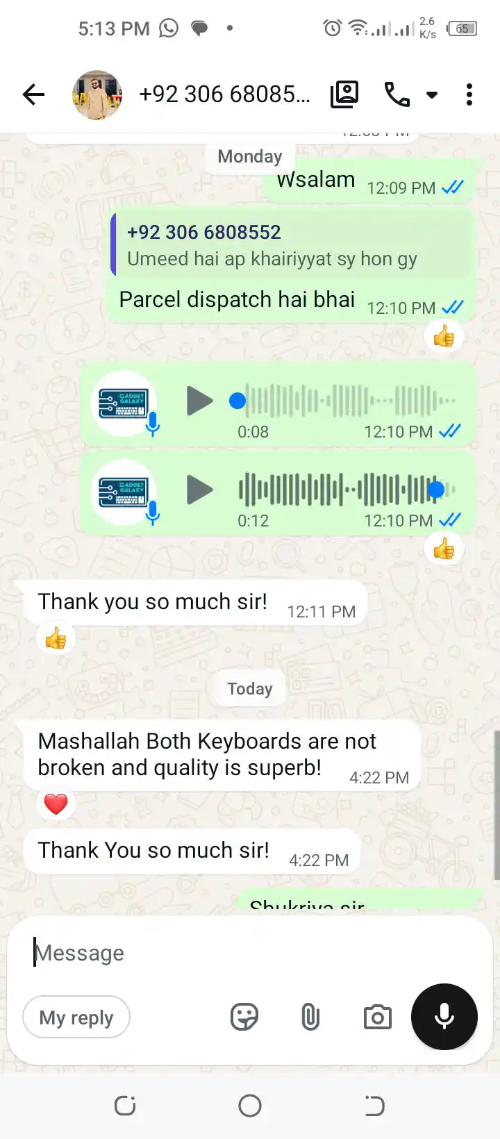 WhatsApp Review Screenshot