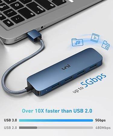 USB Hub, uni Aluminum 4-Port USB Splitter for Laptop, Slim USB 3.0 Hub - My Store