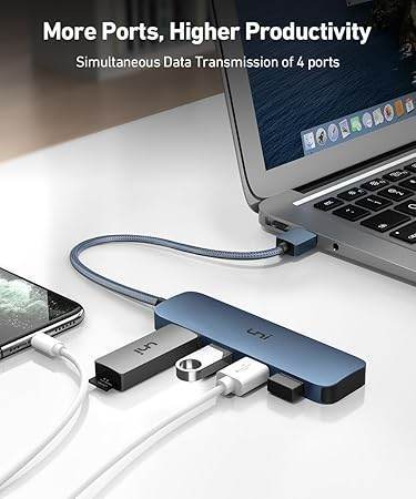 USB Hub, uni Aluminum 4-Port USB Splitter for Laptop, Slim USB 3.0 Hub - My Store