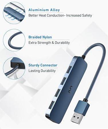 USB Hub, uni Aluminum 4-Port USB Splitter for Laptop, Slim USB 3.0 Hub - My Store